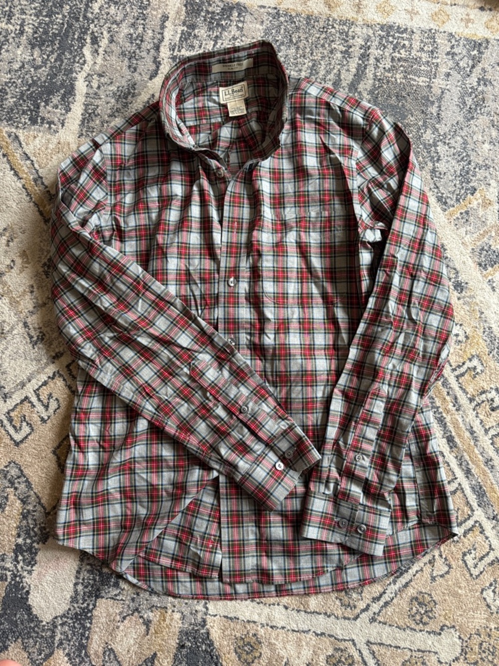 L.L. Bean Men's Plaid Cotton Button-Down Shirt
